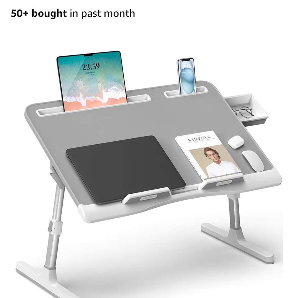 Everett Adjustable Gray Portable Laptop & Tablet Stand